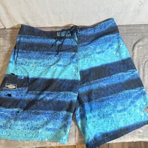 AFTCO Bluewater Fishing Board Shorts Size 38 Mahi Dolphin Fish Print